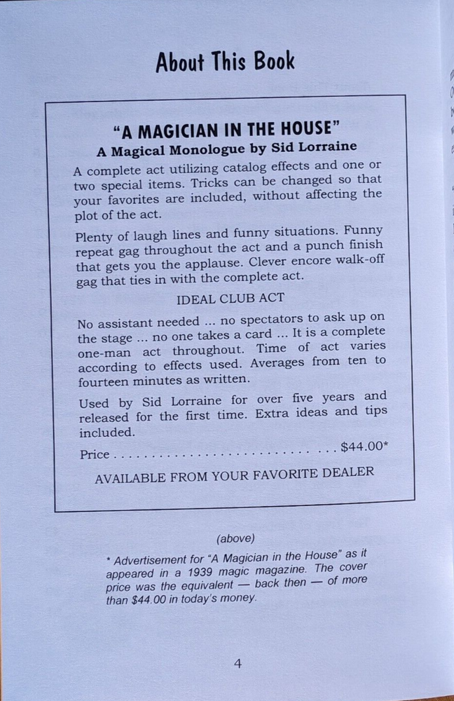 A Magician in the House by Sid Lorraine (A complete act)