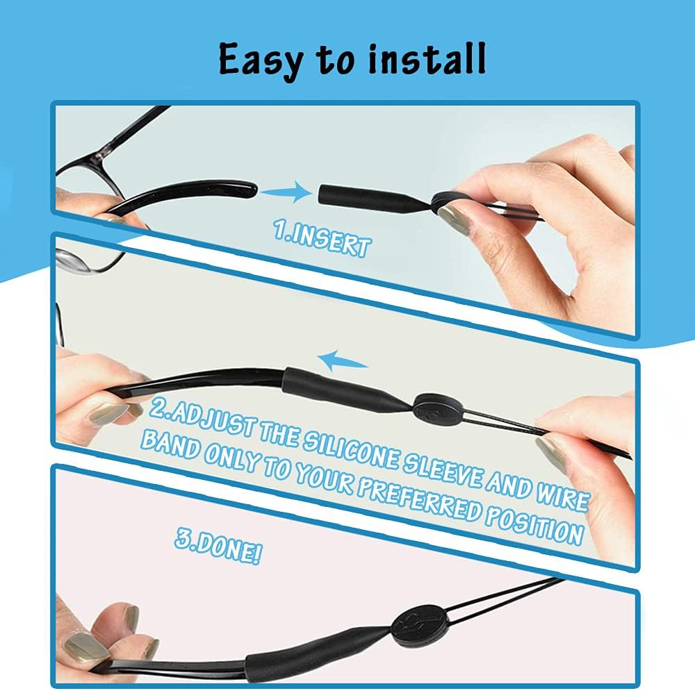 4 Pack Adjustable Glasses Strap, Durable and Waterproof Eyeglasses Retainer