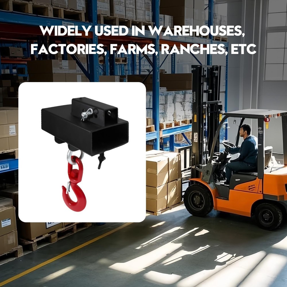 Forklift Lifting Hook, Fork Lifting Attachment, with Trailer Hitch, ForkliftL...