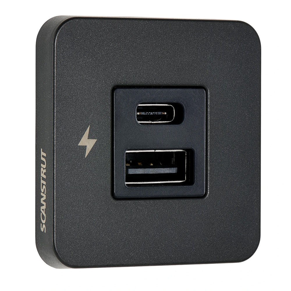 Scanstrut TILE USB-A/USB-C Interior Charging Socket - 12/24V - Black Bezel SC...