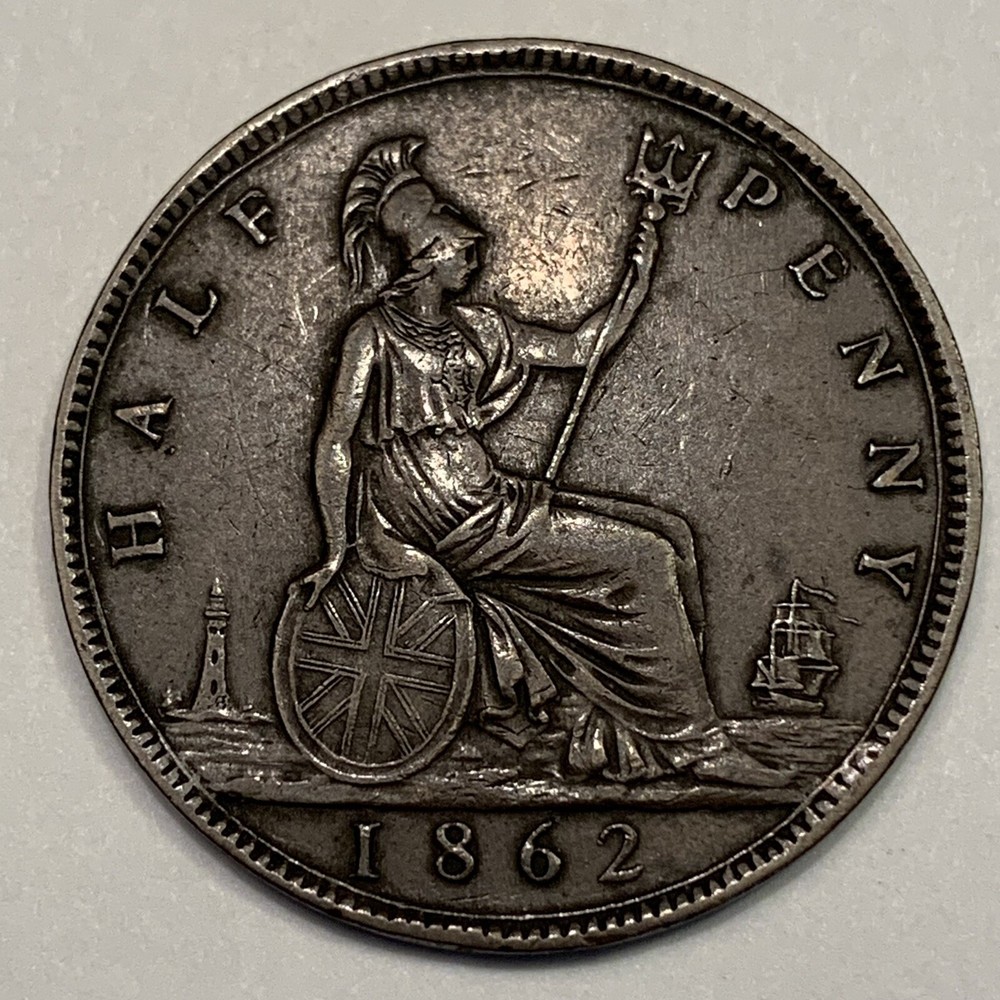 1862 Great Britain Half Penny Coin