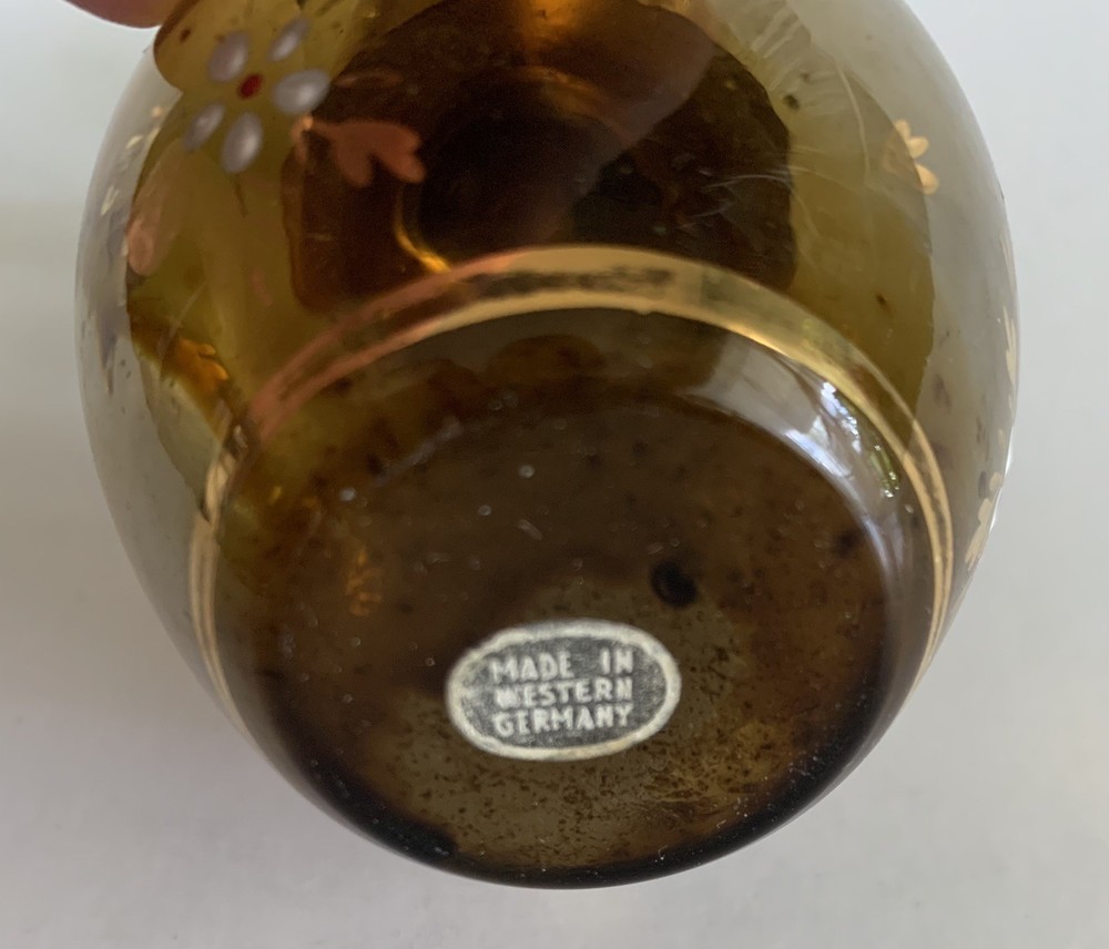 Vintage Smoked Glass DEVILBISS Enamel Deco Perfume Bottle Atomizer West Germany