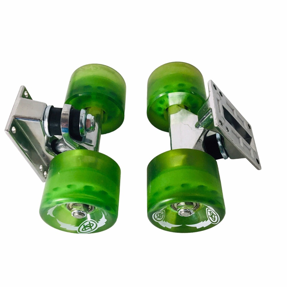 Skateboard Wheels Green Translucent w/Baseplate & Hardware