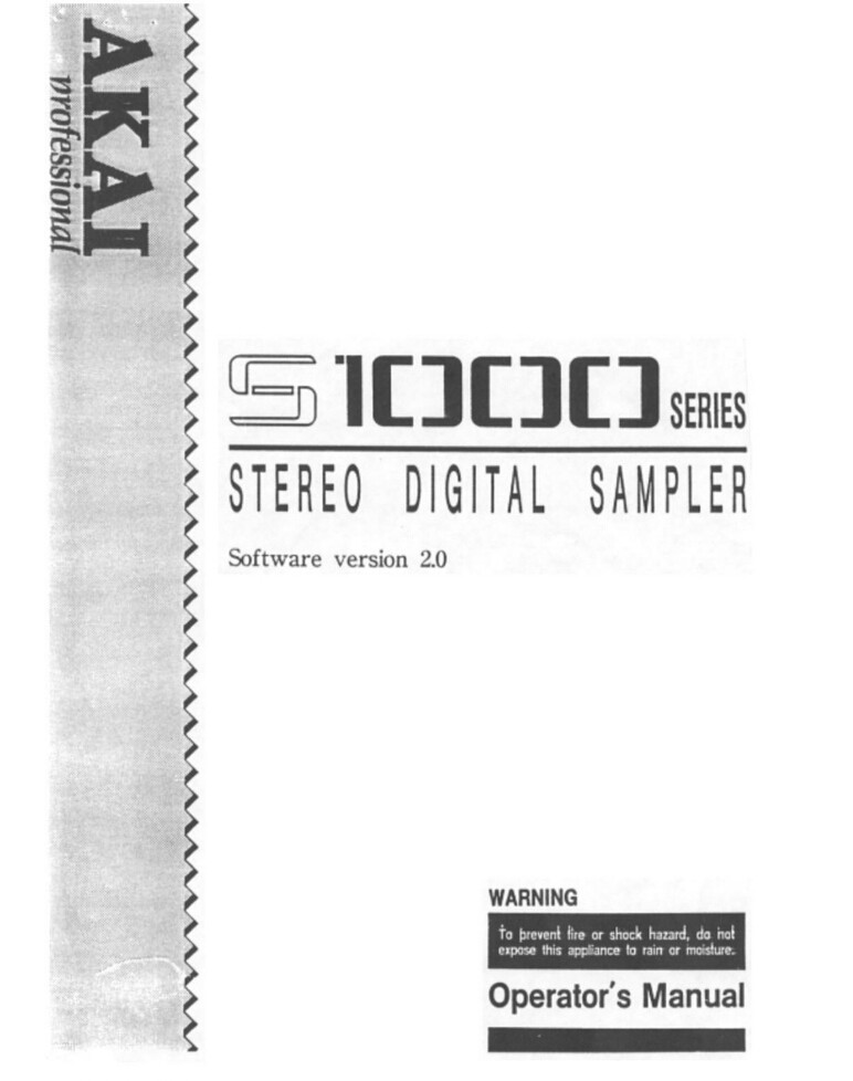 Akai S1000 Digital Sampler Owners Instruction Manual