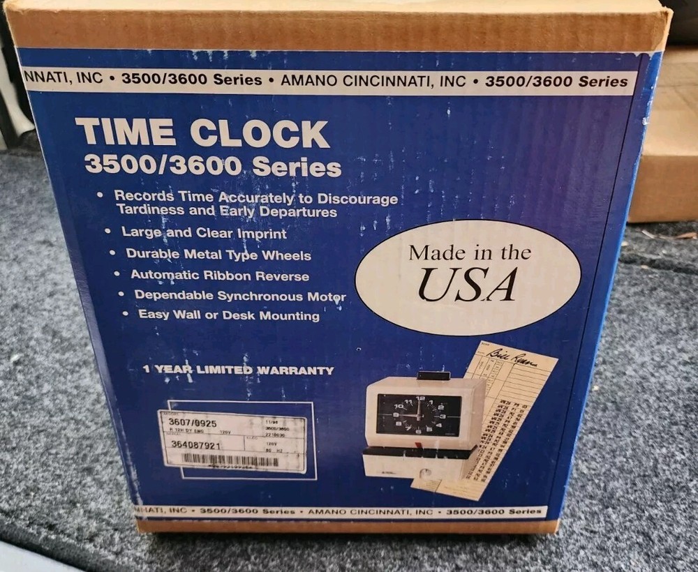 Amano Timeclock 3607 With Box!!