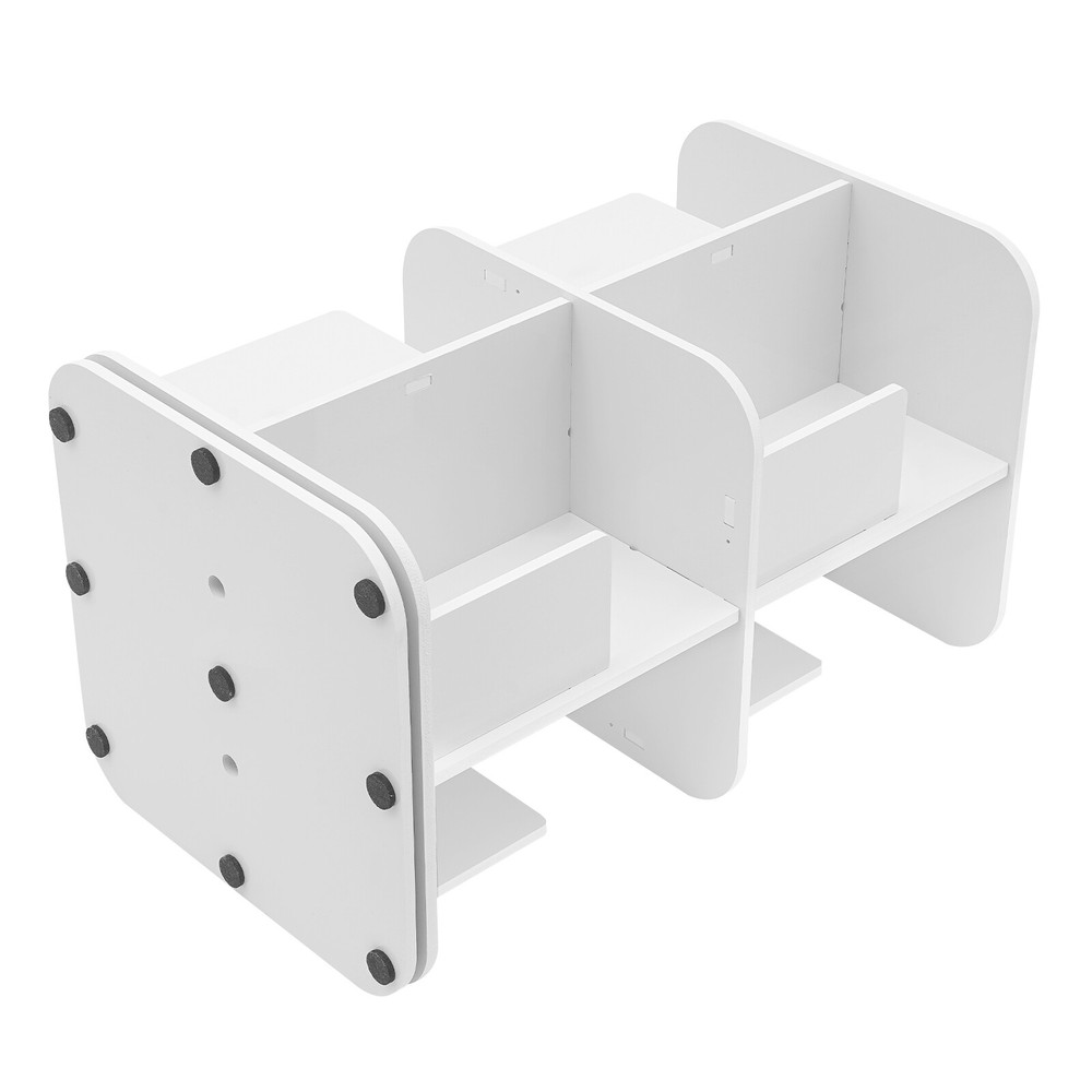 2-Tier Rotating Bookshelf - Compact White Bookcase for Corner Storage