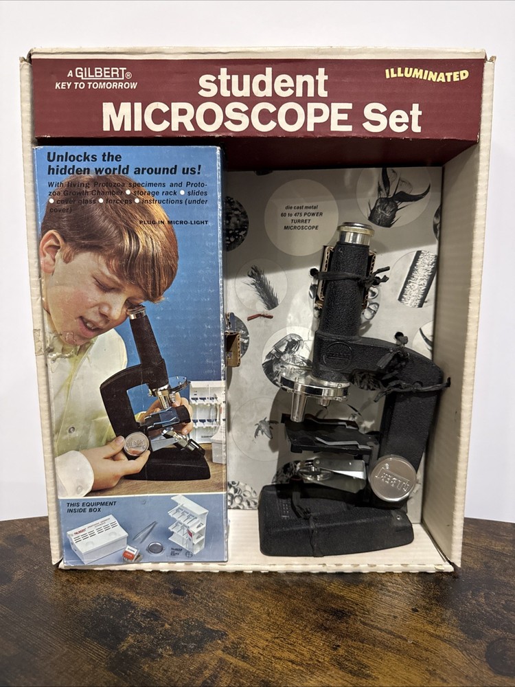 Vintage 1960s A.C. Gilbert Student Microscope – Retro Science Classroom Display