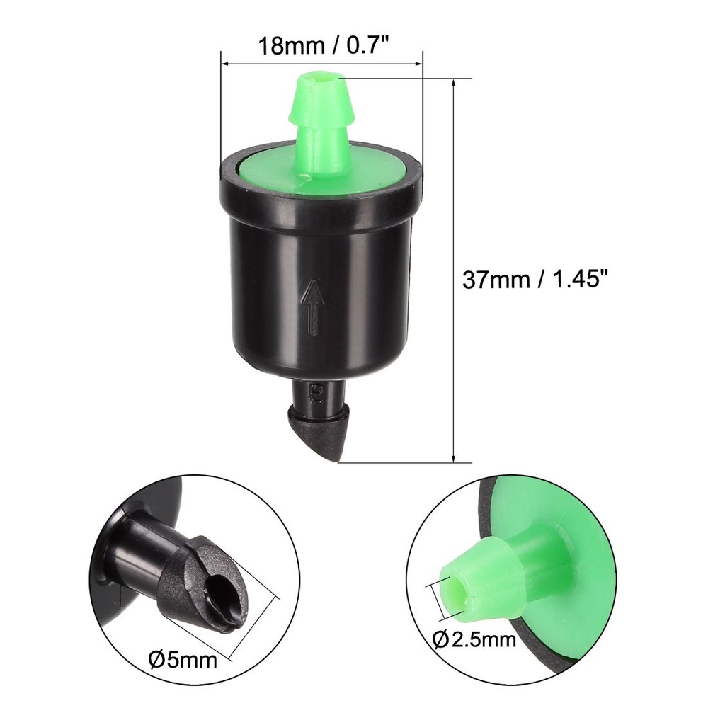 Pressure Compensating Dripper 8GPH 30L/H Emitter for Lawn Drip Grey 20pack