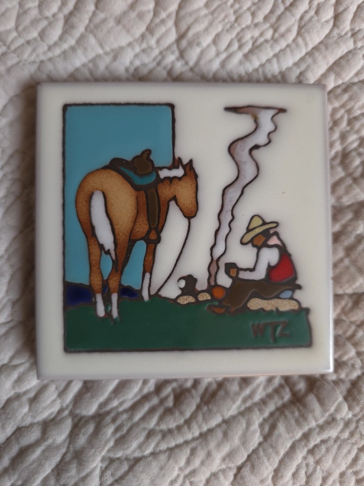 Vintage Teissedre Style Masterworks Handcrafted tile Signed WTZ