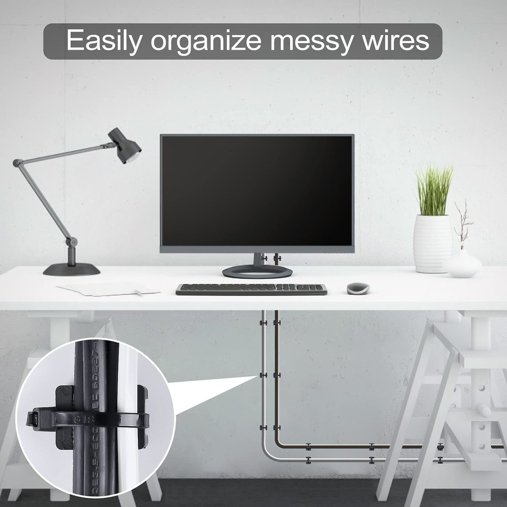 100 Pcs Cable Zip Tie Saddle Type Mounts Base with 100 Pcs 8" Cable Ties