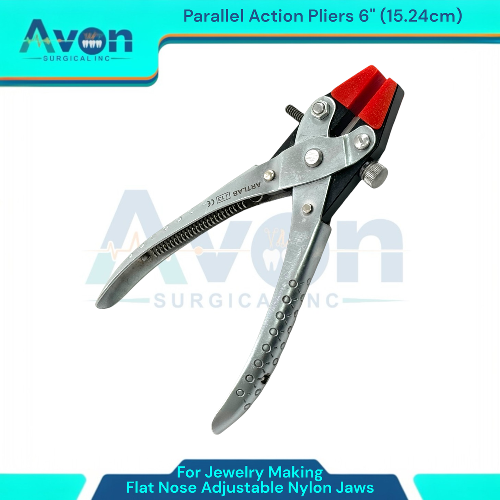Parallel Action Flat Nose Pliers Smooth Adjustable Nylon Jaws 6 Inches Long