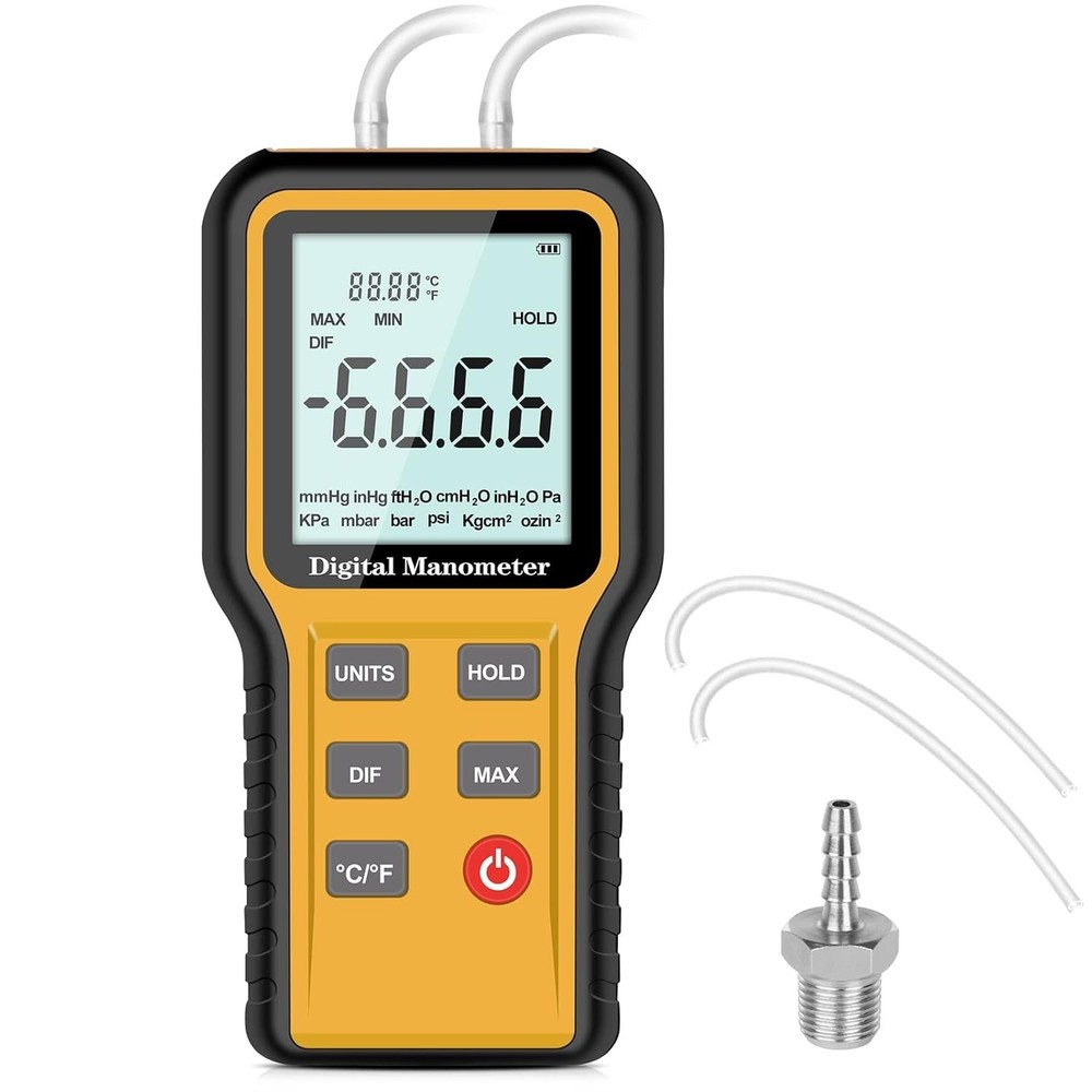 Durable ABS Digital Manometer - Accurate Pressure Measurements with Backlight