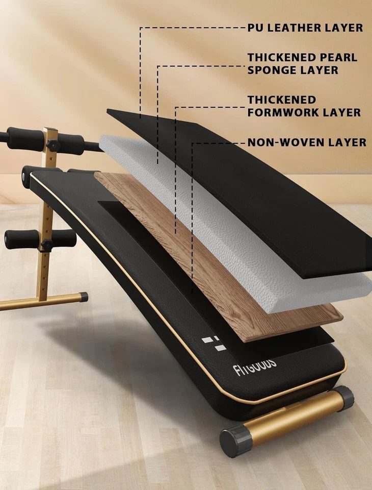 Sit Up Bench, Adjustable Workout Bench for Ab Exercise, Curved Incline/Decline S