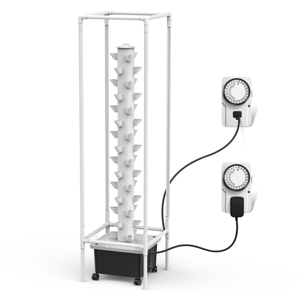Home Hydroponic Growing System Tower with 4FT Grow Lights 45 Pods 20L Tank Timer
