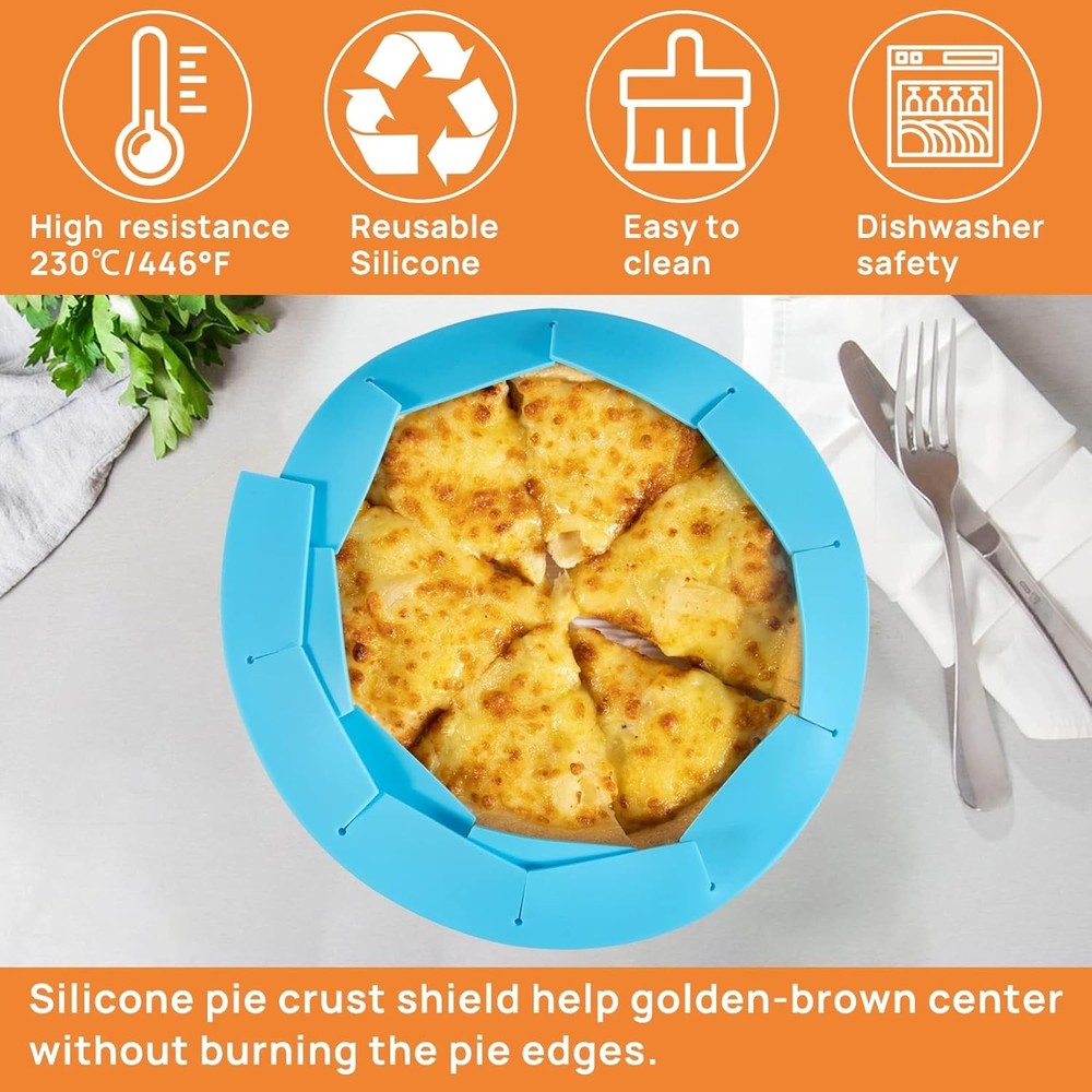 Pie Crust Shield Adjustable Pie Crust Covers for Edges 2 Pieces Red and Blue