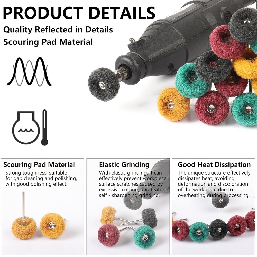 40 PCS Double Layer Buffing Pads 80/150/240/400 Grit Abrasive Wheels Bench