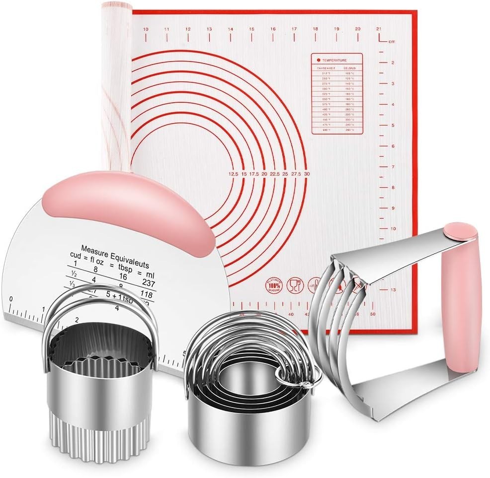 5-Piece Pastry Cutter Set - Stainless Steel & Silicone Baking Tools