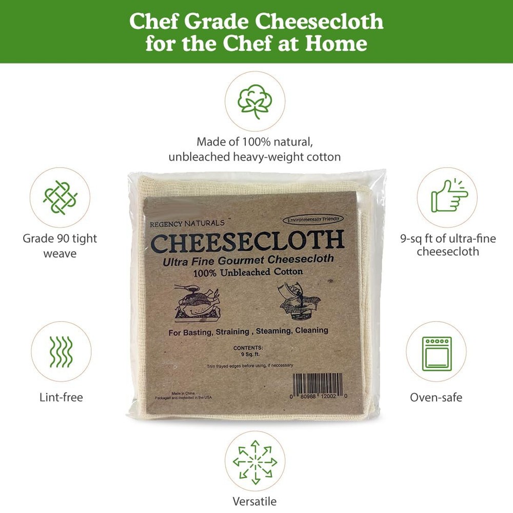9 Sq Ft Fine Cheesecloth for Basting Turkey Canning Straining Cheesemaking