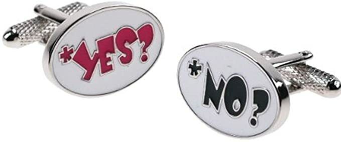 Metallic Yes No cufflinks - Onyx Art CK855