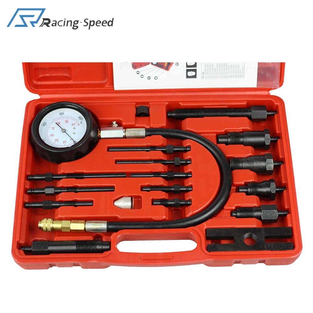 16Pcs Diesel Engine Compression Gauge Tester Cylinder Pressure Test Tool Kit