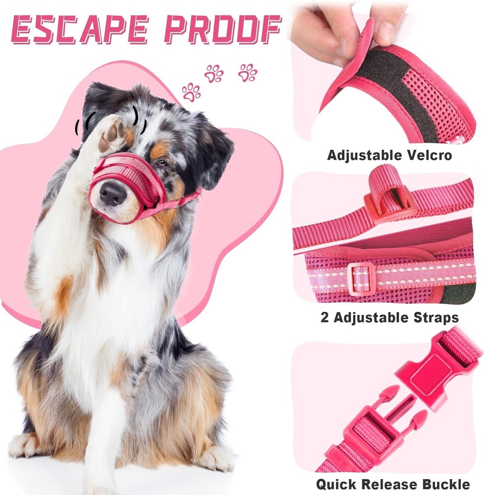 Dog Muzzle Soft Air Mesh Muzzle for Small Dogs, Pink (FREE SHIPPING)