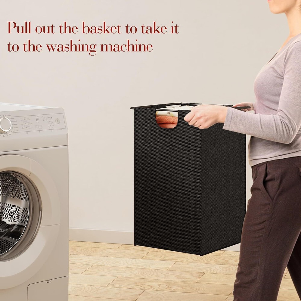Laundry Basket Organizer Laundry Hamper with Shelf & 2 Pull-Out Removable Bags