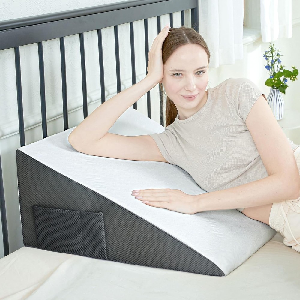 Triangular Wedge Pillow for Bed, 10 inches × 24 inches × 24 inches