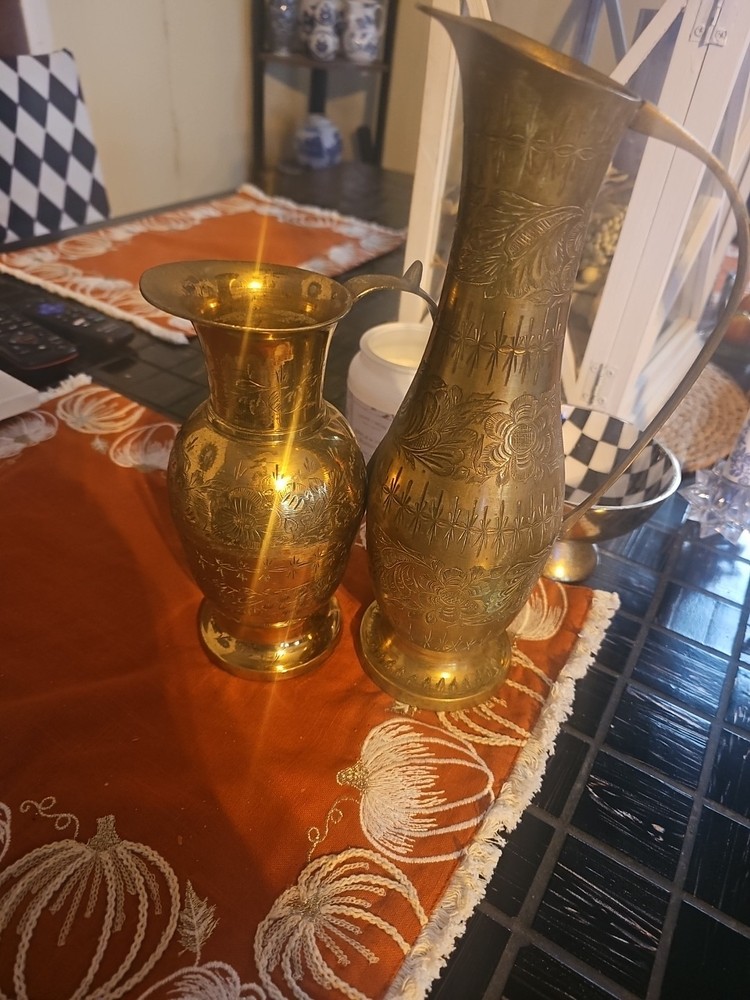 Brass Small 8inch And Large 12 Inch Pitchers
