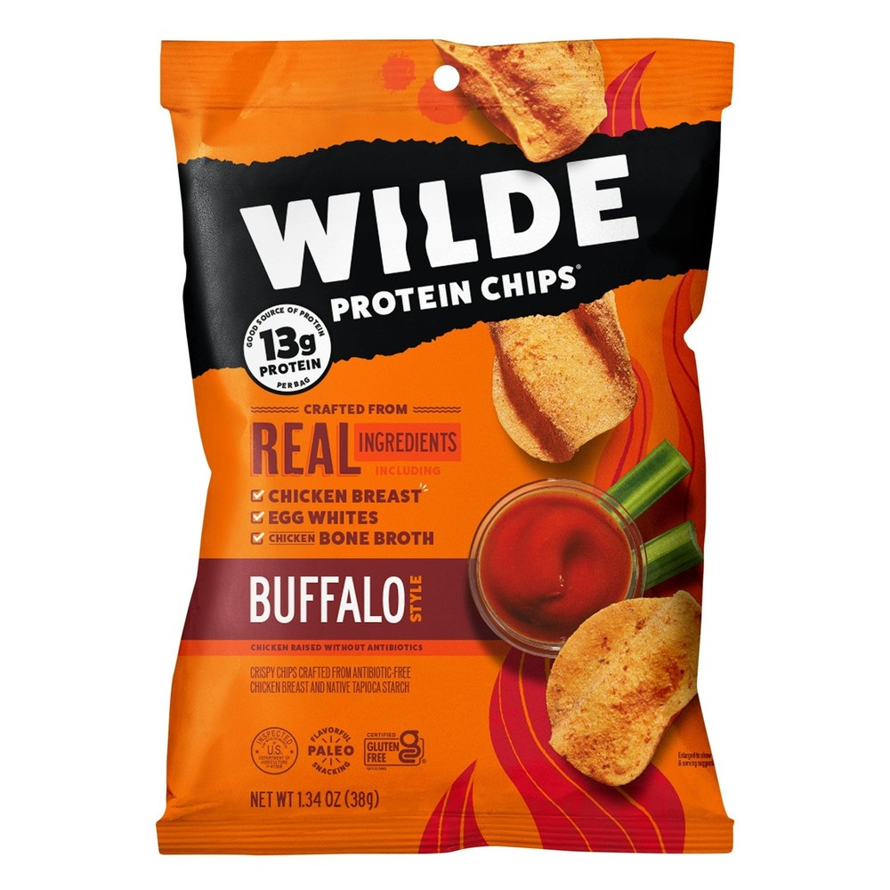 Wilde Protein Chips Buffalo Style Chicken Thin and Crispy 1.34oz (6 Pack)