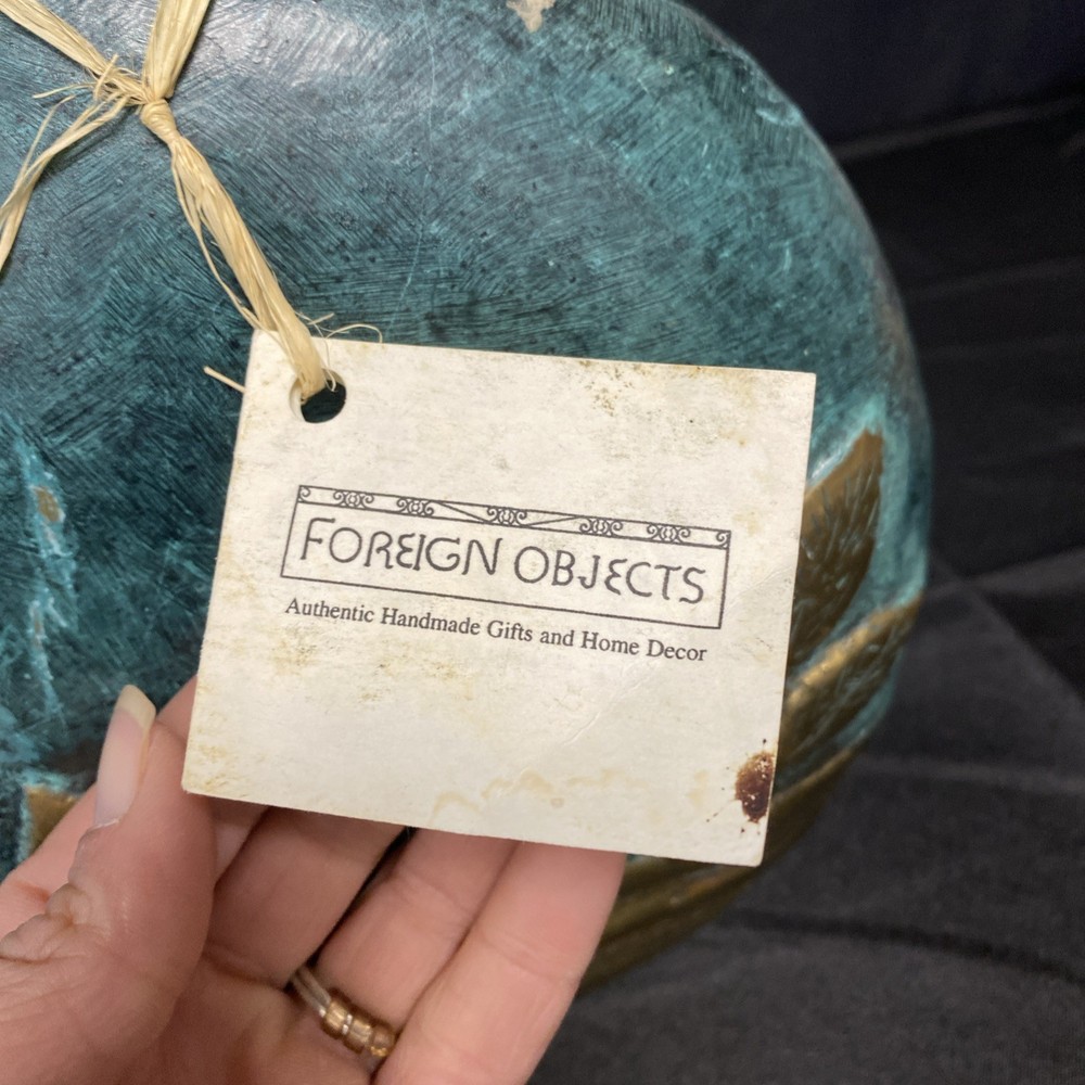 Handmade Bronze Botellón/Vase With Leaf Pattern - 9” Unique