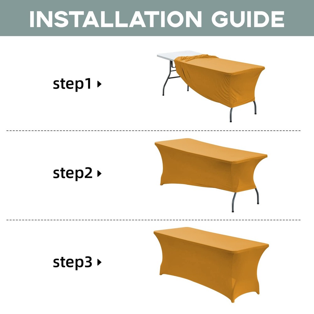 6FT Waterproof Stretch Spandex Table Cover for Rectangular Tables - Elastic F...