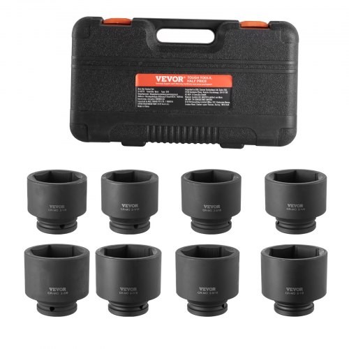 VEVOR Axle Nut Impact Socket Set,3/4" Drive 6-Point 8-Piece SAE Spindle Nut Sock