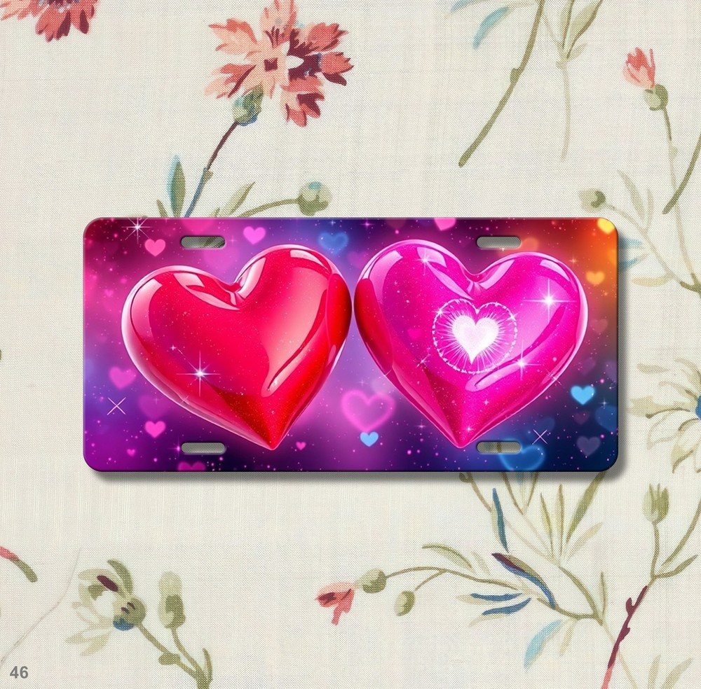 Unique Hearts License Plate Optional Text Decorative Plate Anniversary Gift