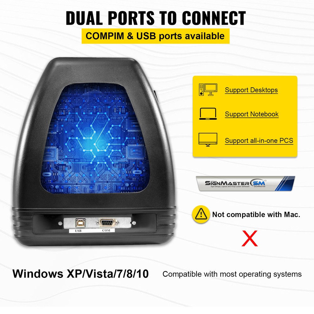 VEVOR 53" Vinyl Cutter Plotter Sign Cutting Machine Software 3 Blades LCD Screen