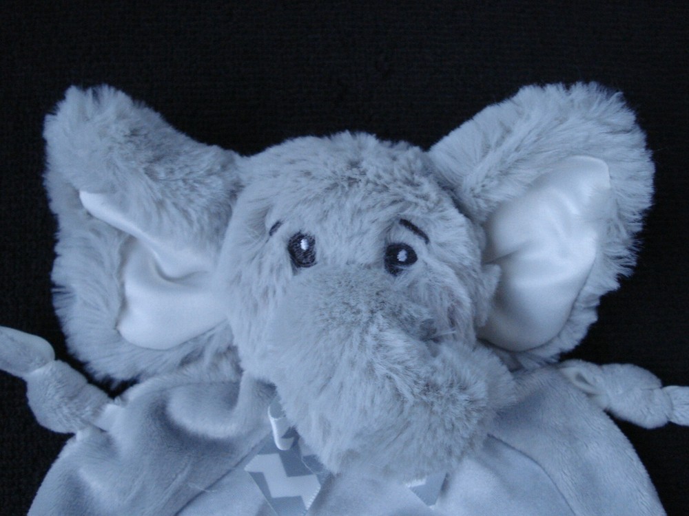 Bearington Baby Collection Small Grey Plush Soft Elephant Security Blanket