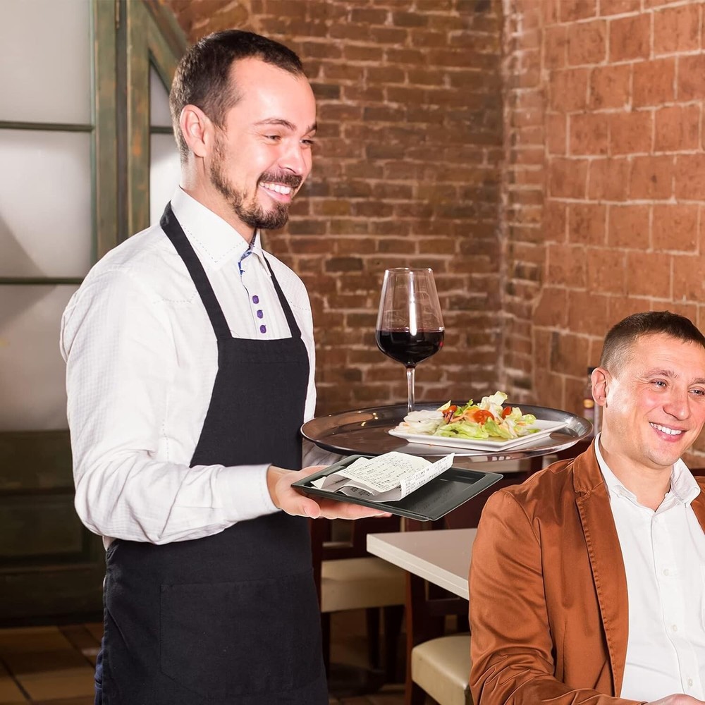 Black Check Presenters for Restaurants - Convenient Tray Design - 32 Pieces