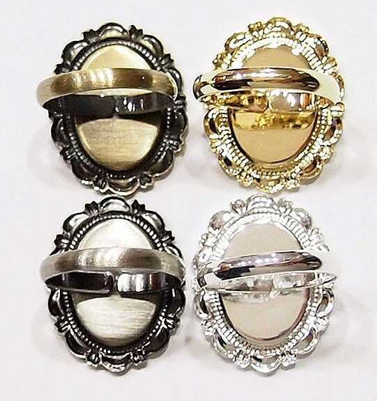4 Different Colors of 18x13mm Adjustable Closed Loop Scalloped Ring Settings