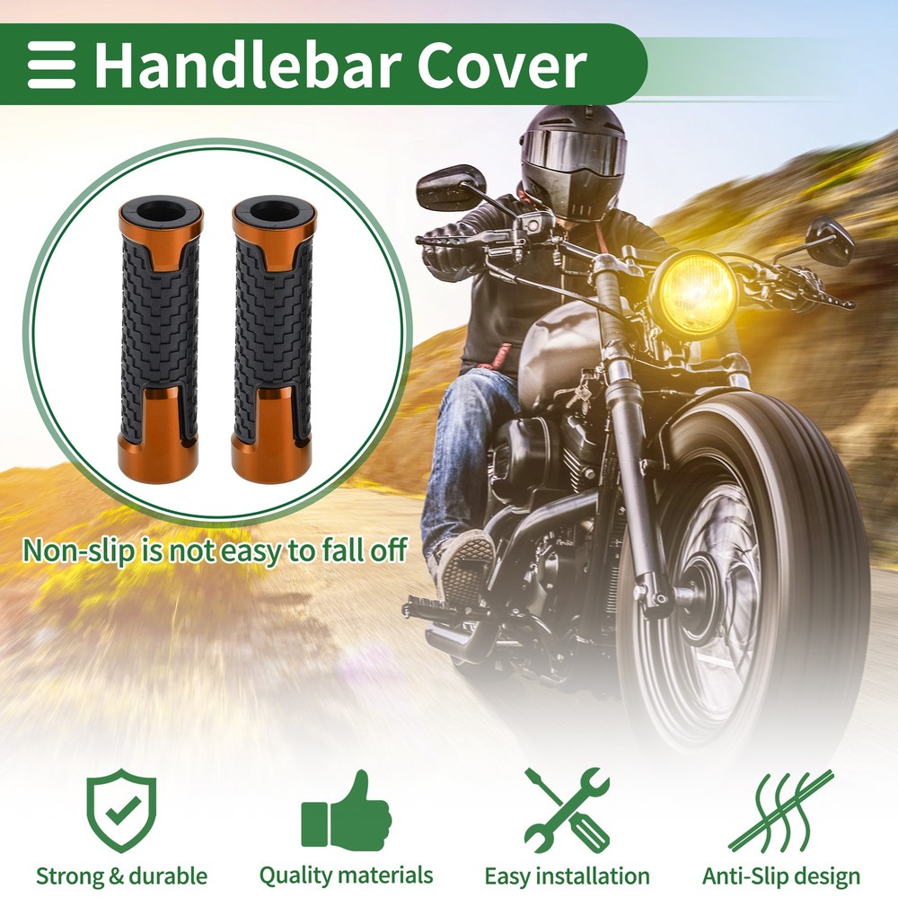 Motorcycle Handlebar Cover Universal Non-Slip Orange 1 Pair