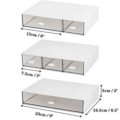 3 Tier Small Desk Organizer with 6 Drawer, Stackable Desktop Storage Box,