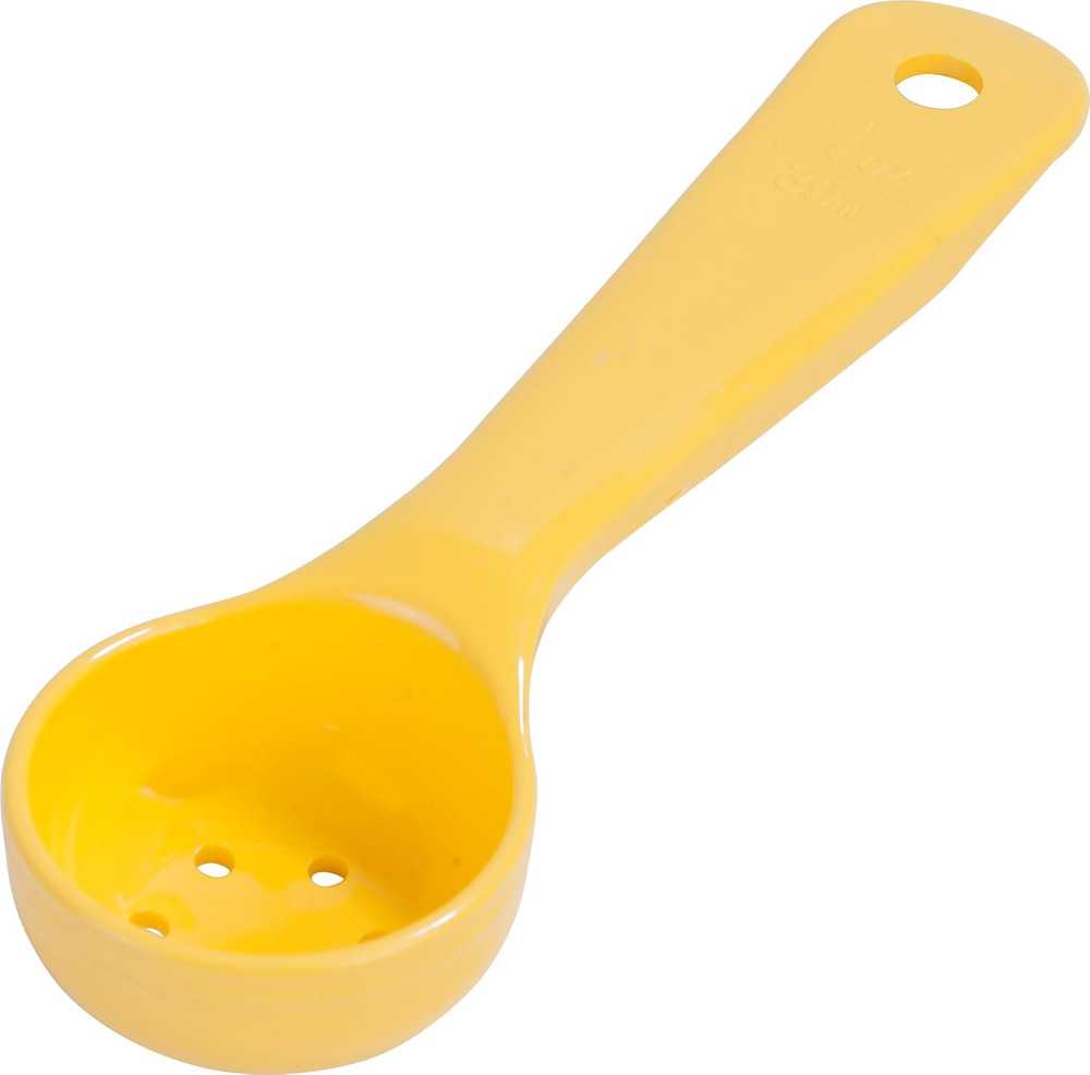 492304 Perforated Short Handle Portion Control Spoon, 1 Oz, Yellow