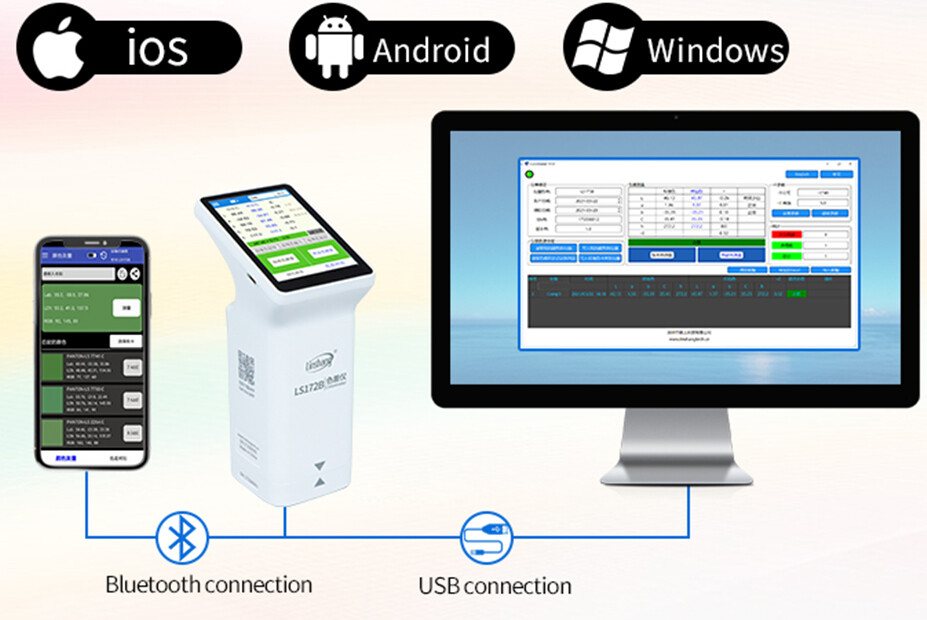 Smart Touch Screen Colorimeter Color Difference Analyzer 45/0 8mm Mobile App