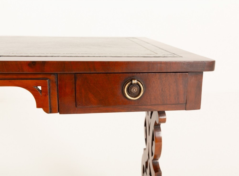Victorian Writing Table Desk 1860 Lyre Legs