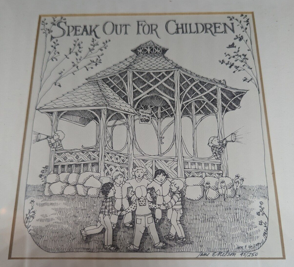 "Speak Out for Children" 1982 Jane E. Nelson Print