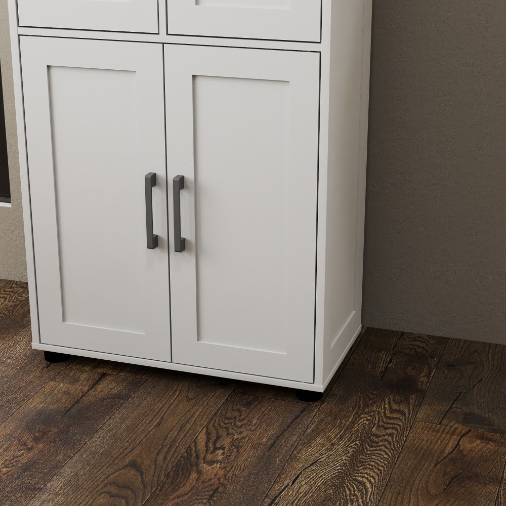 Multi-Purpose Storage Cabinet Double Doors Features Adjustable Shelves