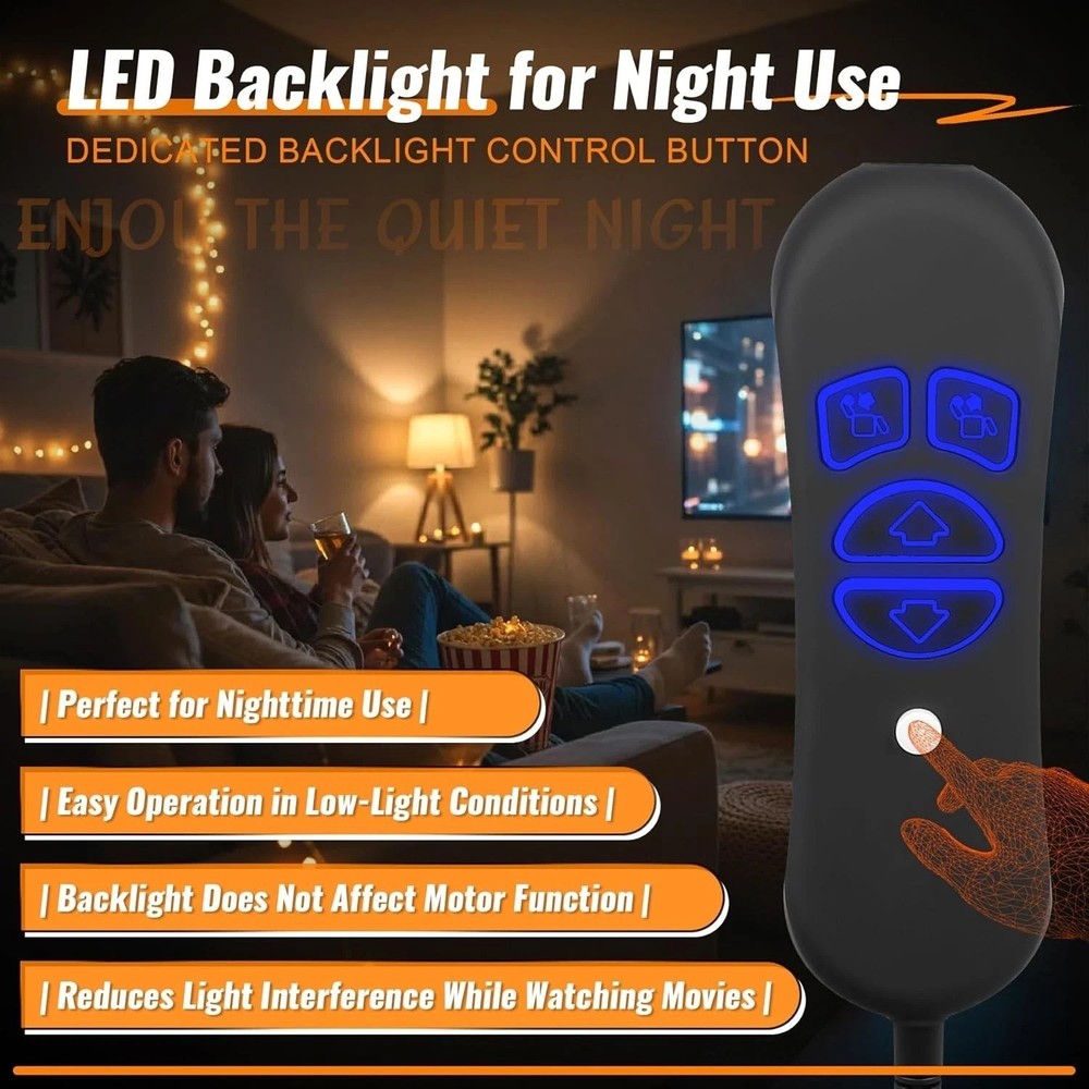 Ergonomic Recliner Remote Control with USB Port & LED Light - Easily Operate