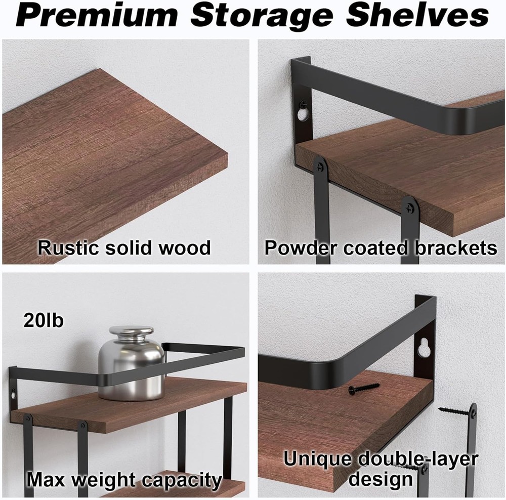 Chic Floating Bathroom Shelves with Protective Rail - Space-Efficient Storage