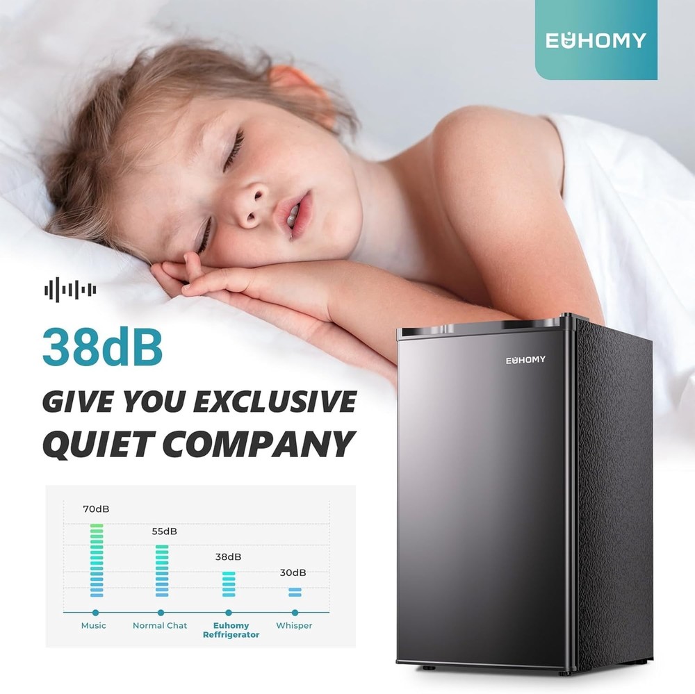 3.2 Cu.Ft Mini Fridge with Freezer, Single Door Compact Refrigerator, Adjusta...