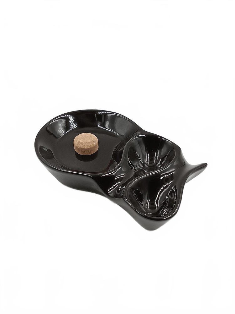 Large Ceramic 2-Pipe Rest Ashtray with Cork Knocker