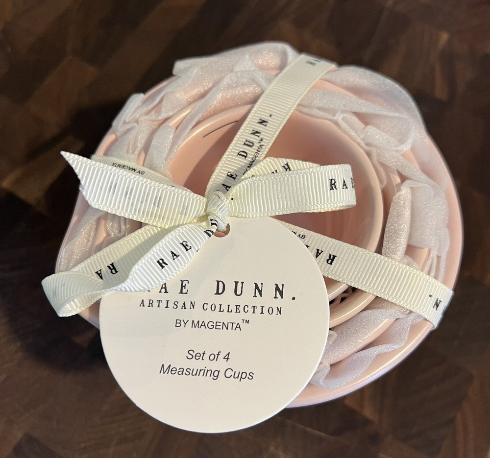 Rae Dunn Set of 4 Nesting Ceramic Measuring Cup Set - Pink Baking Spring Easter