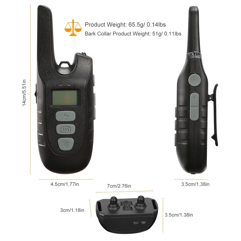 Dog Shock Training Collar Rechargeable Remote Control Waterproof 1640FT No Bark